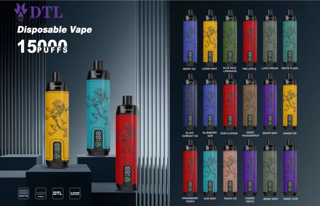 15000 Puffs DL/DTL Disposable Vape Device E-Shisha/Hookah with Screen, Airflow Control and rechargeable AL FAKHAR Crown Bar